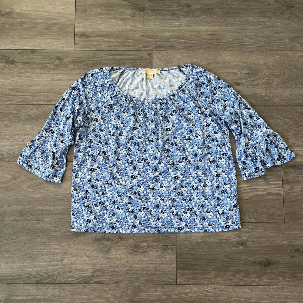 Michael Michael Kors Womens M Top Blouse Blue